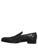 Dolce & Gabbana Black Brocade Men Slip On Dress Loafers Shoes