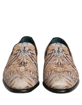 Dolce & Gabbana Beige Brocade Men Slip On Dress Loafers Shoes