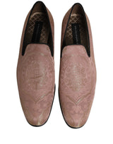 Dolce & Gabbana Pink Brocade Men Slip On Dress Loafers Shoes