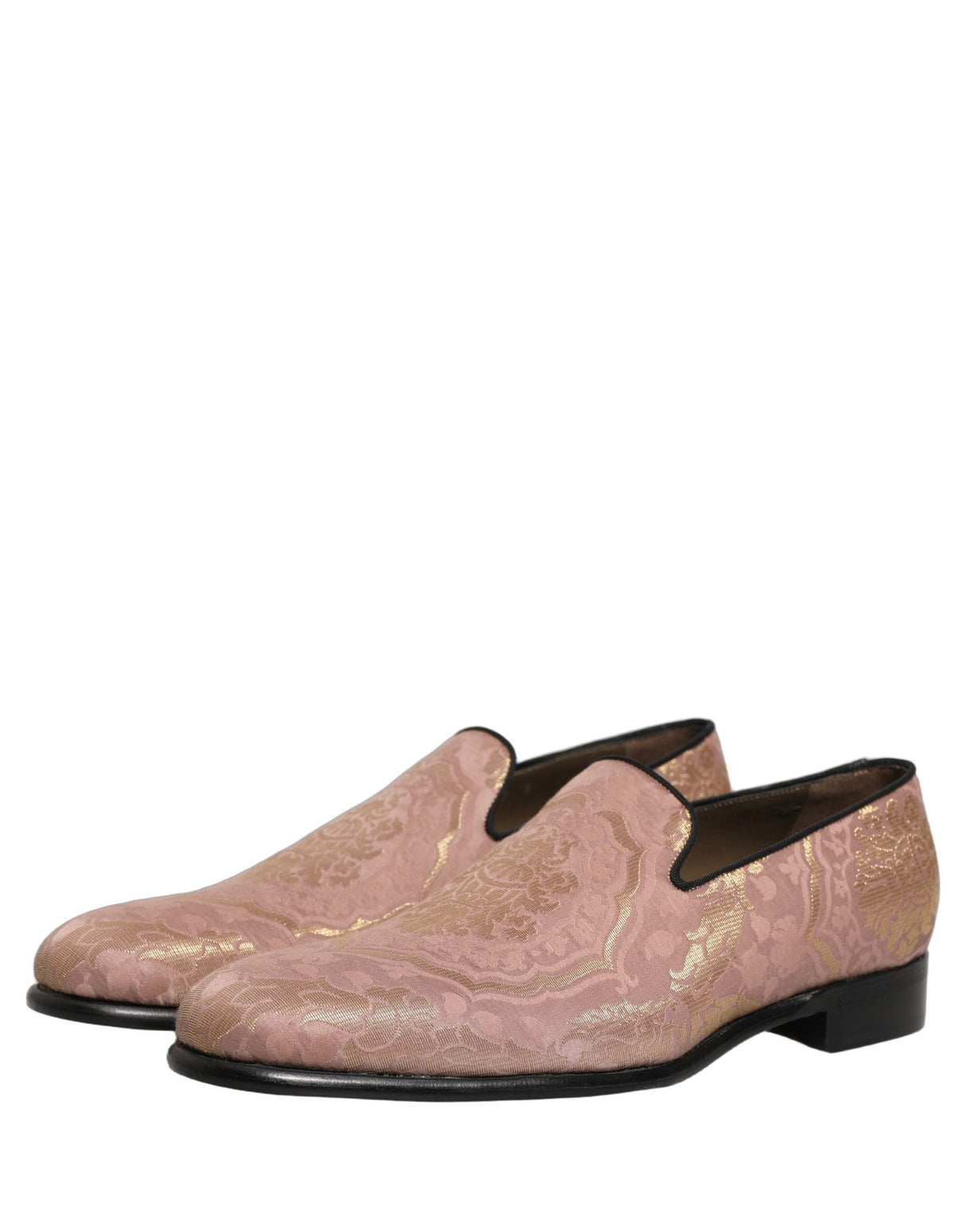 Dolce & Gabbana Pink Brocade Men Slip On Dress Loafers Shoes