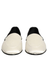 Dolce & Gabbana White Satin Logo Slip On Flats Loafers Shoes