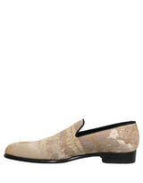 Dolce & Gabbana Gold Floral Print Jacquard Men Loafers Shoes