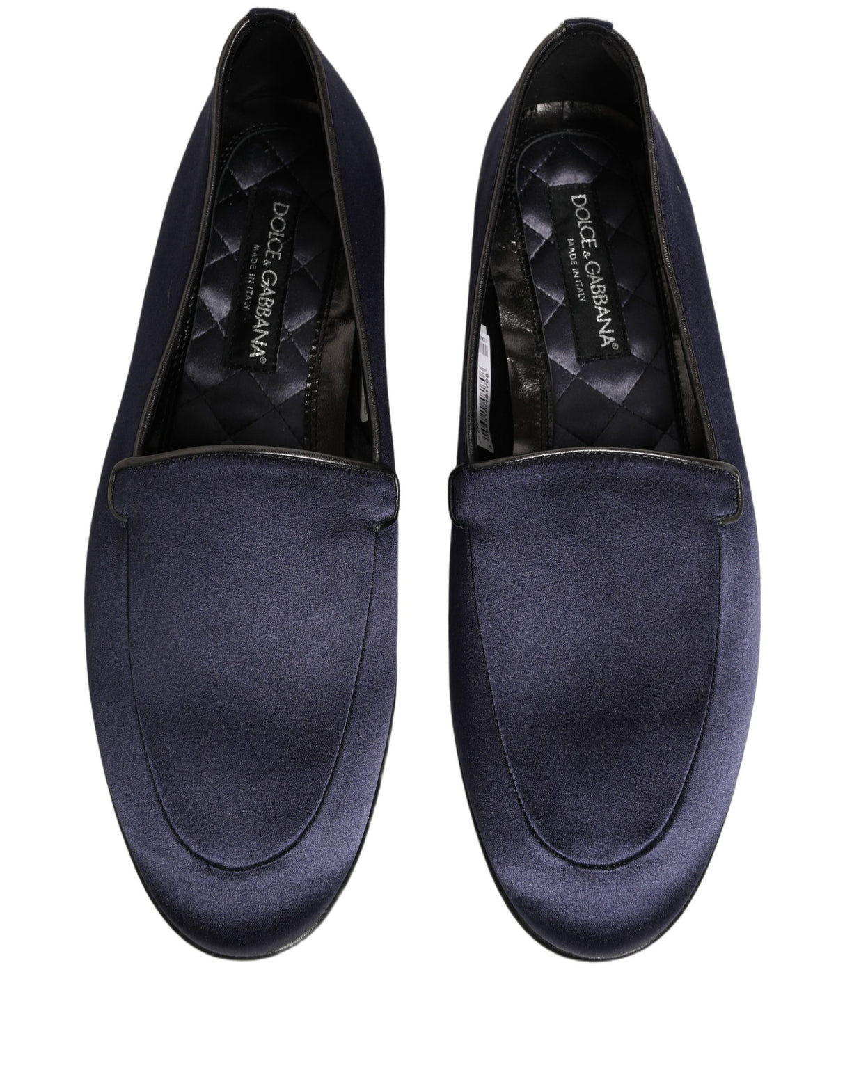 Dolce & Gabbana Blue Satin Logo Slip On Flats Loafers Shoes