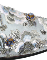 Dolce & Gabbana White Floral Embellished Men Loafers  Shoes