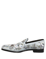 Dolce & Gabbana White Floral Embellished Men Loafers  Shoes