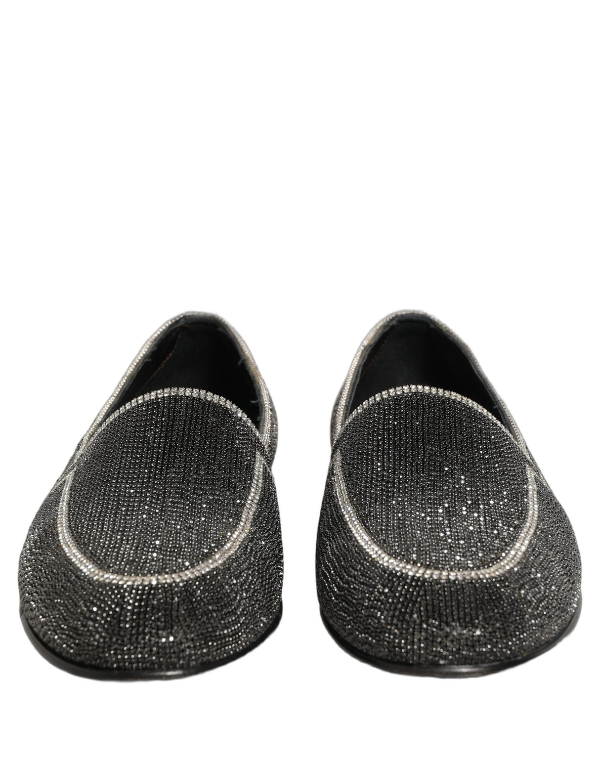 Dolce & Gabbana Black Crystal Embellished Men Loafers Shoes