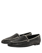 Dolce & Gabbana Black Crystal Embellished Men Loafers Shoes
