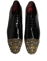 Dolce & Gabbana Black Embellished Men Derby Dress Formal Shoes