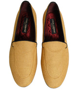 Dolce & Gabbana Yellow Woven Men Slip On Dress Loafers Shoes