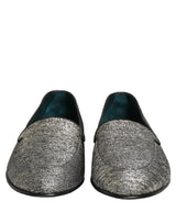 Dolce & Gabbana Gray Lurex Glitter Men Dress Loafers Shoes