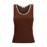 Brunello Cucinelli Bordeaux Wool Oves Aries Sleeveles T-Shirt