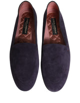 Dolce & Gabbana Violet Velvet Slip On Men Flats Loafers Shoes