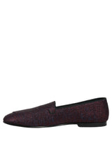 Dolce & Gabbana Maroon Glitter Lurex Logo Dress Loafers Shoes