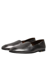 Dolce & Gabbana Silver Leather DG Logo Slip On Loafers Shoes