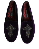 Dolce & Gabbana Violet Suede Embellished Dress Loafers Shoes