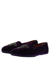 Dolce & Gabbana Violet Suede Embellished Dress Loafers Shoes