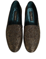 Dolce & Gabbana Gold Lurex Glitter Men Slip On Loafers Shoes