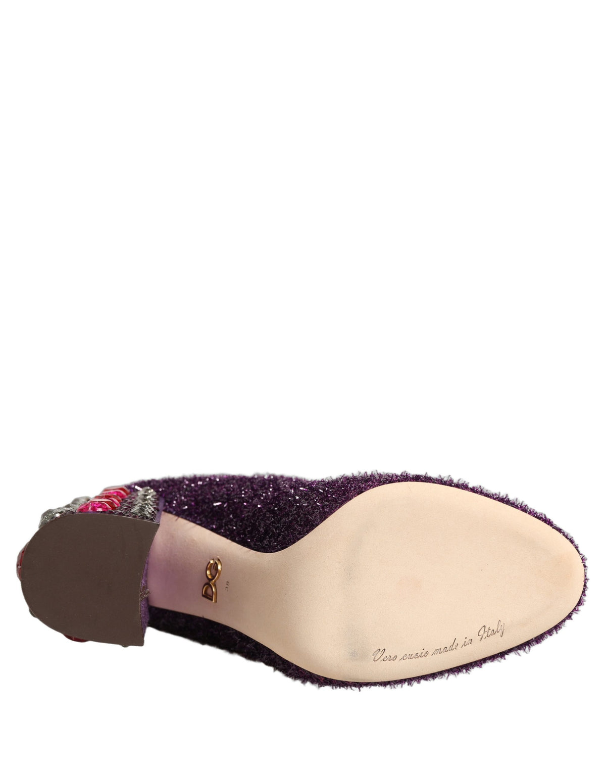 Dolce & Gabbana Purple Crystal Lurex Fantasy High Boots Shoes
