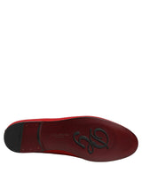 Dolce & Gabbana Red Crown Embellished Dress Loafers Shoes
