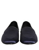 Dolce & Gabbana Navy Blue Satin DG Logo Dress Loafers Shoes