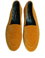 Dolce & Gabbana Yellow Velvet Slip On Men Dress Loafers Shoes