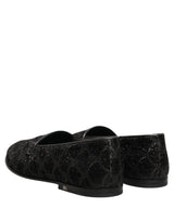Dolce & Gabbana Black Glitter Brocade Men Dress Loafers Shoes