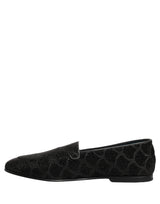 Dolce & Gabbana Black Glitter Brocade Men Dress Loafers Shoes