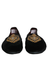 Dolce & Gabbana Black Velvet Sacred Heart Dress Loafers Shoes