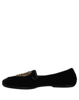Dolce & Gabbana Black Velvet Sacred Heart Dress Loafers Shoes