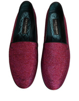 Dolce & Gabbana Pink Glitter Lurex Logo Dress Loafers Shoes
