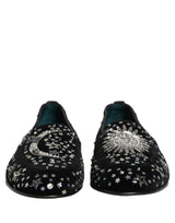 Dolce & Gabbana Black Crystal Embellished Dress Loafers Shoes
