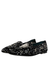 Dolce & Gabbana Black Crystal Embellished Dress Loafers Shoes