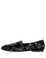 Dolce & Gabbana Black Crystal Embellished Dress Loafers Shoes
