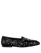 Dolce & Gabbana Black Crystal Embellished Dress Loafers Shoes