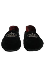 Dolce & Gabbana Black Crown Embellished Dress Loafers Shoes