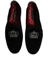 Dolce & Gabbana Black Crown Embellished Dress Loafers Shoes