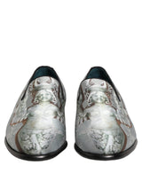 Dolce & Gabbana Gray Baroque Angel Velvet Men Loafers Shoes