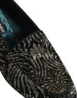 Dolce & Gabbana Black Silver Embellished Dress Loafers Shoes
