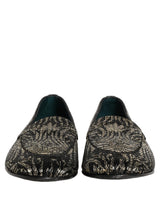 Dolce & Gabbana Black Silver Embellished Dress Loafers Shoes