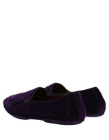 Dolce & Gabbana Violet Velvet Slip On Men Flats Loafers Shoes