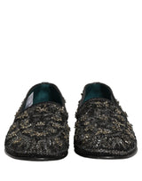 Dolce & Gabbana Black Rhinestone Embellished Loafers Shoes