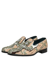 Dolce & Gabbana Beige Sequin Embroidery Dress Loafers Shoes