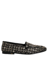 Dolce & Gabbana Black Crystal Embellished Dress Loafers Shoes