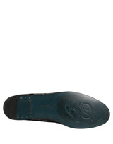 Dolce & Gabbana Silver Jacquard Leather Slip On Loafers Shoes