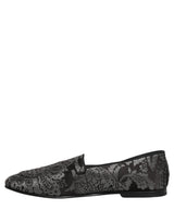 Dolce & Gabbana Silver Jacquard Leather Slip On Loafers Shoes