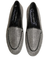 Dolce & Gabbana Silver Crystal Embellished Men Loafers Shoes