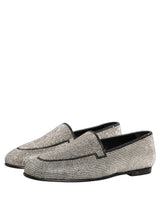 Dolce & Gabbana Silver Crystal Embellished Men Loafers Shoes