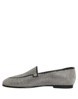 Dolce & Gabbana Silver Crystal Embellished Men Loafers Shoes