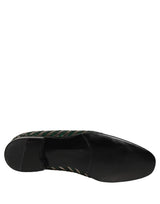 Dolce & Gabbana Silver Green Embellished Dress Loafers Shoes