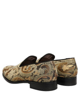Dolce & Gabbana Gold Brocade Slip On Men Dress Loafers Shoes